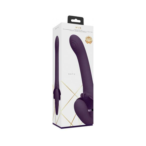 Vive - Satu Rechargeable Pulse-wave Triple-motor Silicone Strapless Strap-on - Purple | SexToy.com