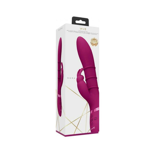 Vive Sora Rechargeable Silicone G-spot Rabbit Vibrator With Up & Down Stimulating Rings Pink - SexToy.com