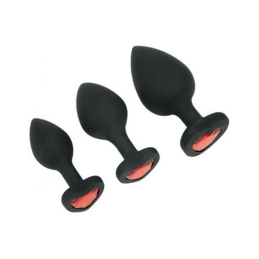 Whipsmart Heartbreaker 3 Pc Crystal Heart Anal Training Set - Black/red - SexToy.com