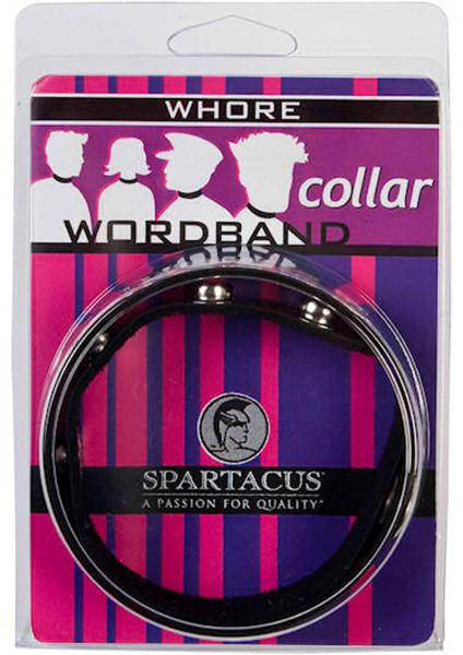 Wordband Collar Whore Black Leather | SexToy.com