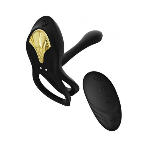 Zalo Bayek Vibrating Couples Ring W/remote - Obsidian Black - SexToy.com