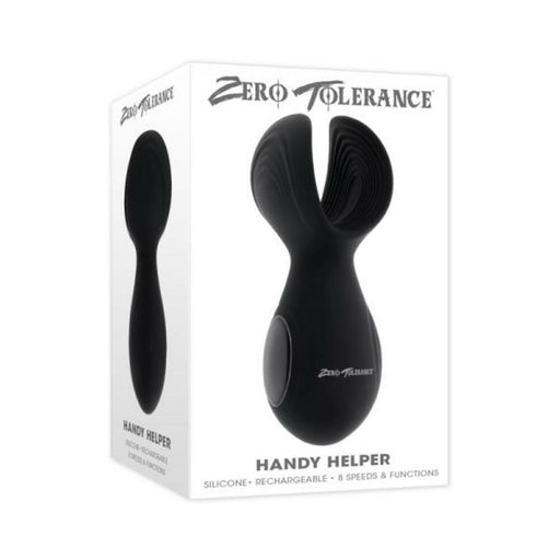 Zero Tolerance Handy Helper Rechargeable Vibrating Stroker Silicone Black - SexToy.com
