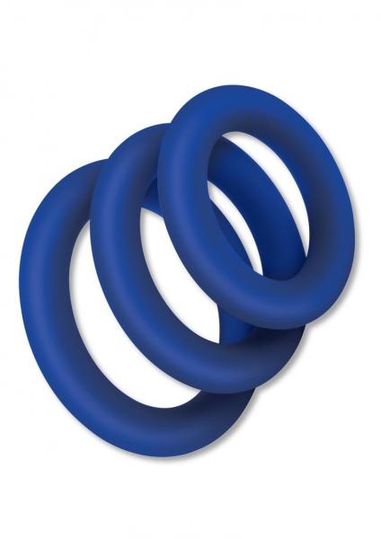 Zolo Extra Thick Silicone Cock Rings - Blue Pack Of 3 | SexToy.com