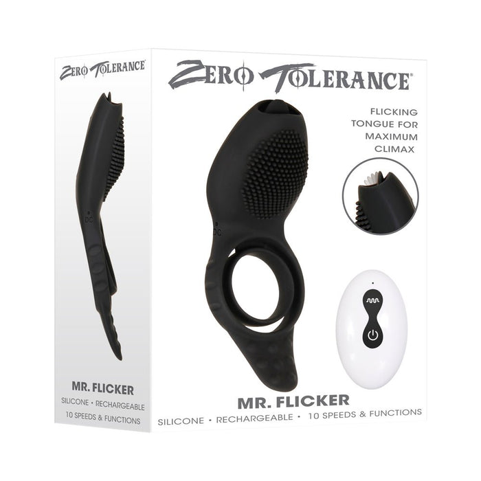Zt Mr. Flicker Vibrating Silicone Cock Ring Black - SexToy.com
