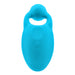 Blue silicone rechargeable wearable with power button and ergonomic design for remote control use.