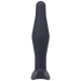 Tantus Little Flirt butt plug in matte black silicone with tapered shape and flared base for beginner comfort and secure fit.
