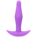 Purple silicone Tantus Little Flirt butt plug with tapered shape and flared base for secure, comfortable fit.