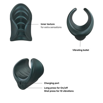 MAN WAN Starter Travel Size Silicone Vibrating Masturbator Pine Grey