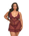 Valentine Lace Babydoll w/Bows & G-Sting - Zinfandel 1X/2X