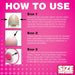 Instructional graphic showing three steps to use 10X Rotating Nipple Suckers with close-up images of silicone grips, power button, and interchangeable attachments.
