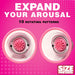 Pair of pink rotating nipple suckers with two different textured silicone attachments shown on a bright pink background.