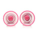Pair of pink rotating silicone nipple suckers with textured nub attachments inside clear suction cups.