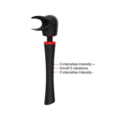 Black and red Man Wand Xtreme with flexible textured silicone head and ergonomic handle with control buttons.