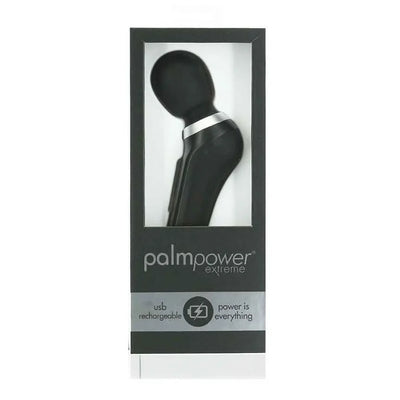 Black Palm Power Extreme body massager with ergonomic handle in branded packaging, USB rechargeable with powerful motor.