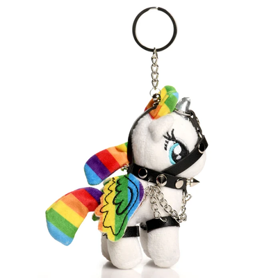 Prism Pearl Bondage Pony Keychain - Rainbow