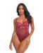 Marisol Lace & Mesh Unlined Underwire Teddy - Zinfandel L/XL