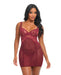 Marisol Unlined Underwire Lace & Mesh Babydoll - Zinfandel S/M