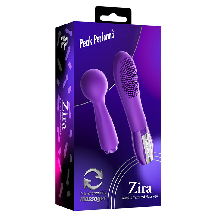Peak Performa Interchangeable Zira Wand and Textured Massager-Purple