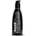 Black pump bottle of Wicked Aqua water-based lubricant with product details and usage instructions on the back label.
