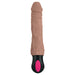 Brown realistic textured vibrator with black and pink control base, fully bendable and USB rechargeable.
