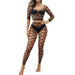 Black Pearl 2-Piece Hexagon Lace Crop Top With Leggings Black