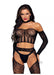 3 Pc. Halter Choker Crop Top, Suspender Hose, and G-String - One Size - Black - SexToy.com