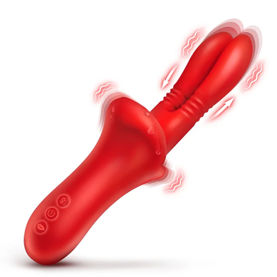 Lg Double Thrusting Silicone Vibrator Red