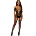 All Over Lace And Fishnet Bodystocking With Legs Black O/S