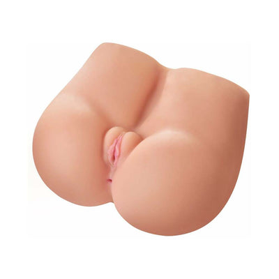 Realistic male masturbator with lifelike bubble butt and detailed design in soft flesh tone material.