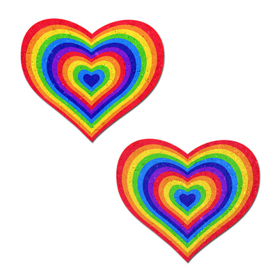 Pastease Love Velvet Rainbow Pumping Heart Nipple Pasties