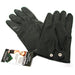 Pair of black leather vampire gloves with metal points on palms and fingertips, medium size with snap closures.