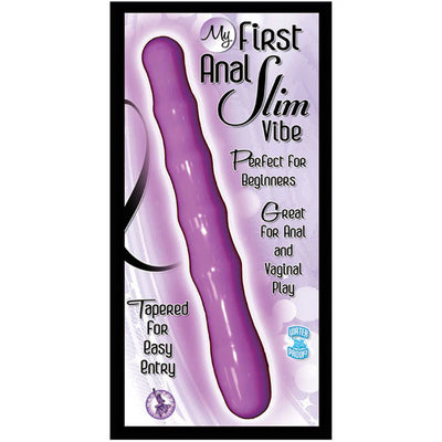 Purple slim tapered vibrator with gentle bead texture, designed for beginner anal and vaginal play, waterproof and easy to use.