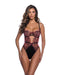 Floral Lace Underwire Cut Out Teddy - Black/Wine MD