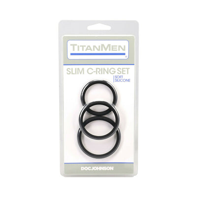 TitanMen Slim C-Ring 3 Piece Silicone Set Black