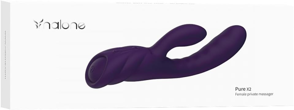 Purple Nalone Pure X2 dual-action silicone personal massager with ergonomic design and dual motors.
