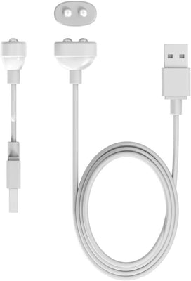 White magnetic USB charging cable with dual connector heads for Shots Irresistible Invincible vibrator.