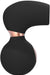 Black and rose gold ergonomic clitoral vibrator with smooth silicone finish and curved design.