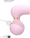 Pink ergonomic clitoral vibrator with USB magnetic rechargeable charging cable attached.