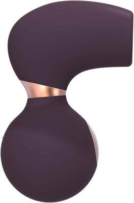 Purple ergonomic clitoral vibrator with rose gold accent from Shots Irresistible Invincible collection.