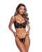 Intricate Floral Lace Underwire Bra & Panty 2 pc Set - Black XL