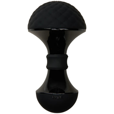 Black Vive Enoki bendable massager with textured silicone head and sleek ergonomic handle design