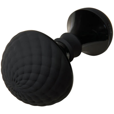 Black Vive Enoki bendable massager with textured silicone head and glossy ABS handle, designed for flexible use.