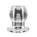 Clear medium-sized tunnel plug made of flexible silicone and TPR blend with a hollow center and flared base.
