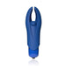 Compact blue silicone finger vibrator with flexible horns and a central pleasure bead, designed for targeted stimulation.