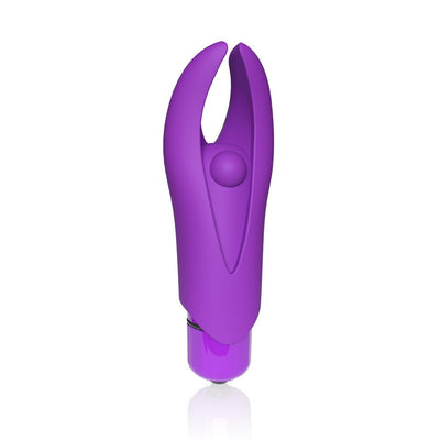 Compact purple 4b Demon Finger Vibrator with flexible horns and a central pleasure bead, designed for targeted stimulation.