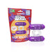 4B Double Wammy vibrating ring in purple with dual motors, shown with eco-friendly packaging in red and orange colors.