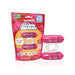 4B Double Wammy vibrating ring in pink with dual motors, shown with eco-friendly packaging in strawberry scent.