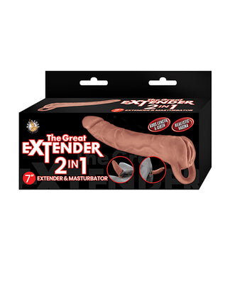 The Great Extender 2 in 1 7" Extender & Masturbator - Brown
