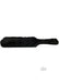 Black dual-sided paddle with soft fur covering one side and smooth leather on the other, featuring a comfortable handle.