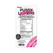 Back packaging of Pussy Lickers Pussy Pops with nutrition facts and strawberry flavor label.